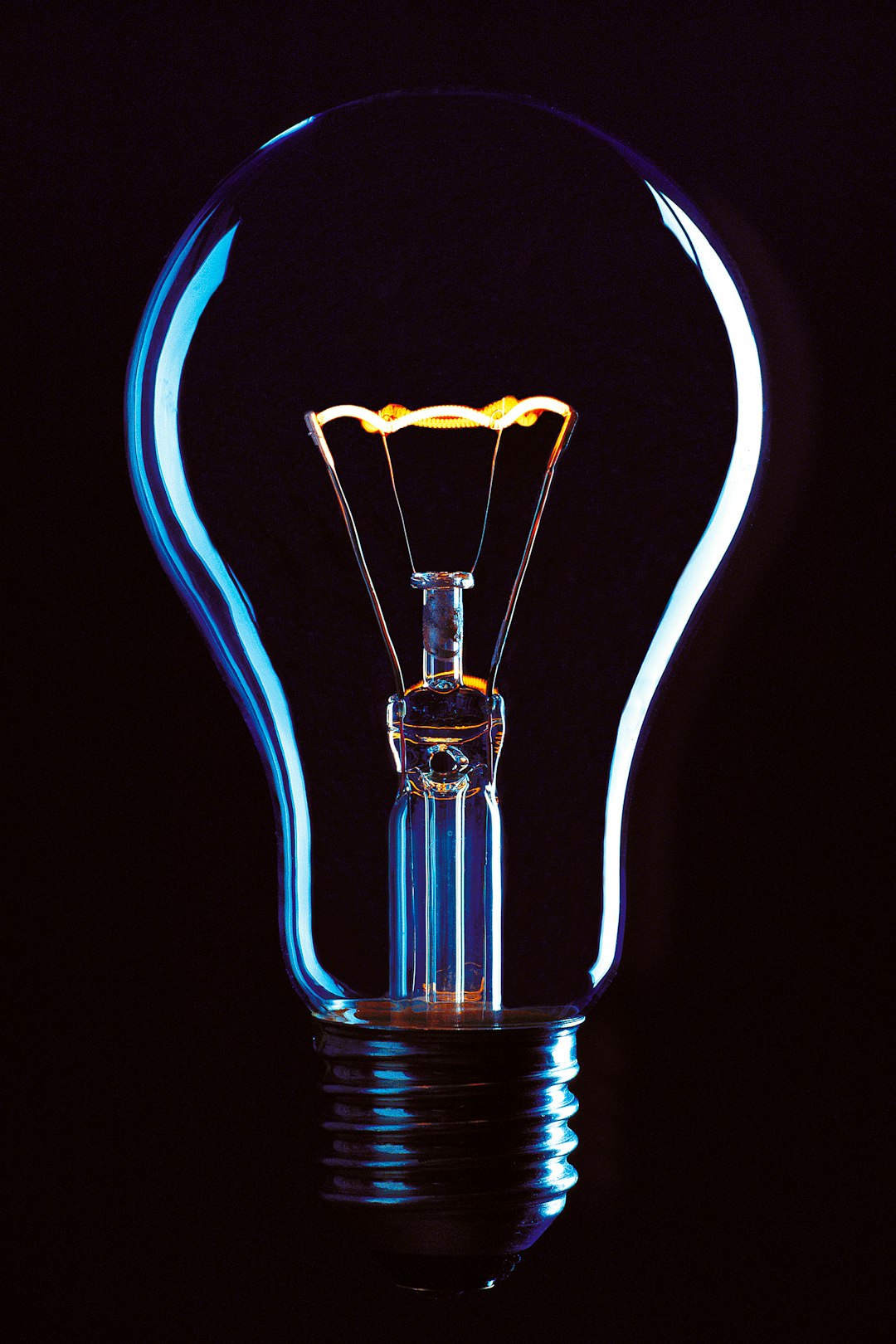 light bulb on black background